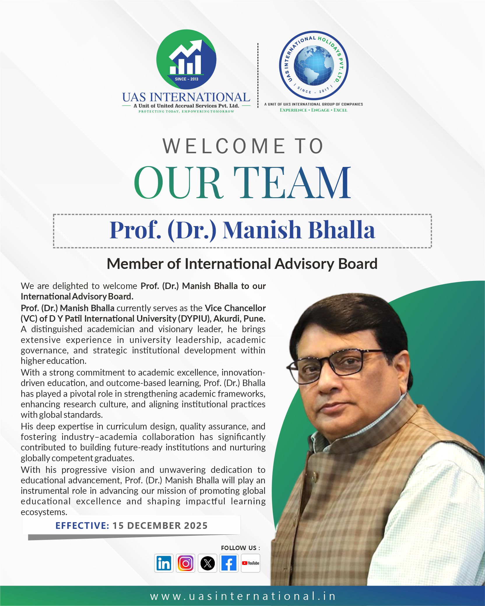 Prof. (Dr.) Manish Bhalla